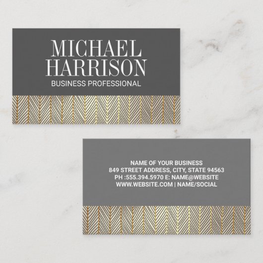 Gold Lines Pattern | Grijs Visitekaartje (Voorkant / Achterkant)