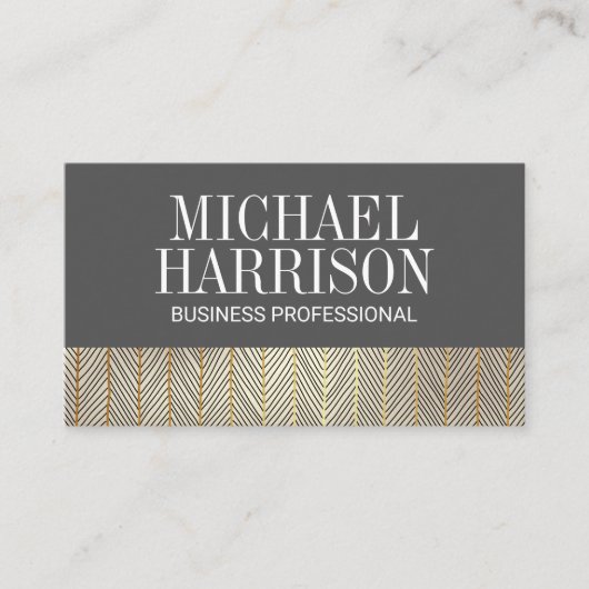 Gold Lines Pattern | Grijs Visitekaartje (Voorkant)