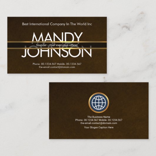 Gold Lines Placard Exquise Brown Grunge CEO Visitekaartje (Voorkant / Achterkant)
