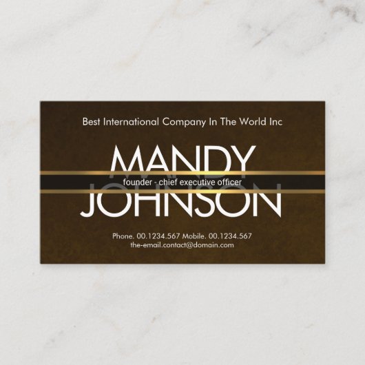 Gold Lines Placard Exquise Brown Grunge CEO Visitekaartje (Voorkant)