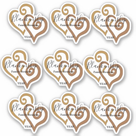 Gold Linked Heart Family Reunion Sjabloon Sticker (Voorkant)