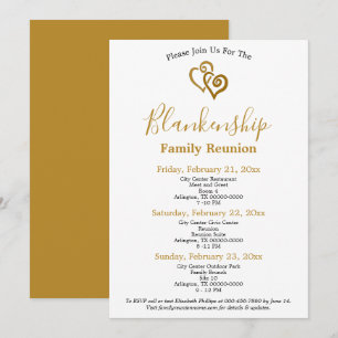 Gold Linked Hearts Family Reunion Sjabloon Kaart