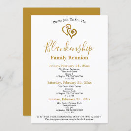 Gold Linked Hearts Family Reunion Sjabloon Kaart