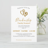 Gold Linked Hearts Family Reunion Sjabloon Kaart (Staand voorkant)