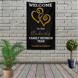 Gold Linked Hearts Family Reunion Sjabloon Spandoek