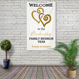 Gold Linked Hearts Family Reunion Sjabloon Spandoek