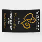Gold Linked Hearts Family Reunion Sjabloon Spandoek (Horizontaal)
