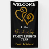 Gold Linked Hearts Family Reunion Sjabloon Spandoek (Verticaal)
