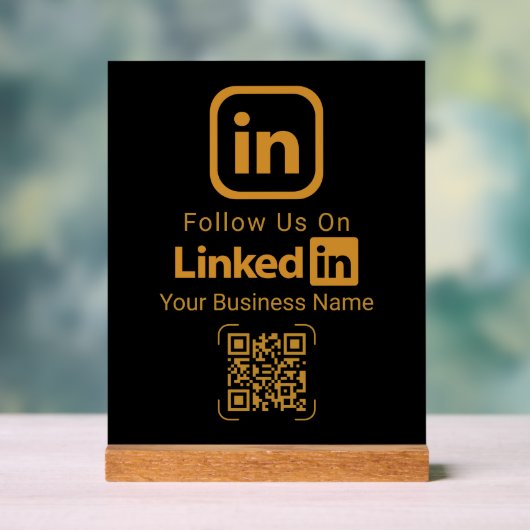 Gold LinkedIn QR Code Business Acryl Bord (Neutraal)