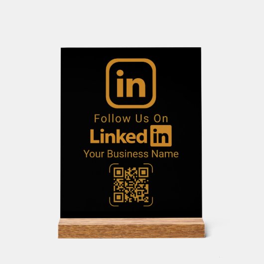 Gold LinkedIn QR Code Business Acryl Bord (Voorkant)