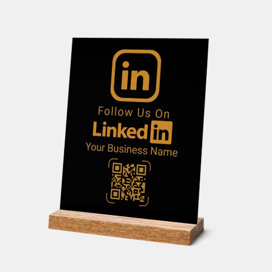 Gold LinkedIn QR Code Business Acryl Bord (Hoek)