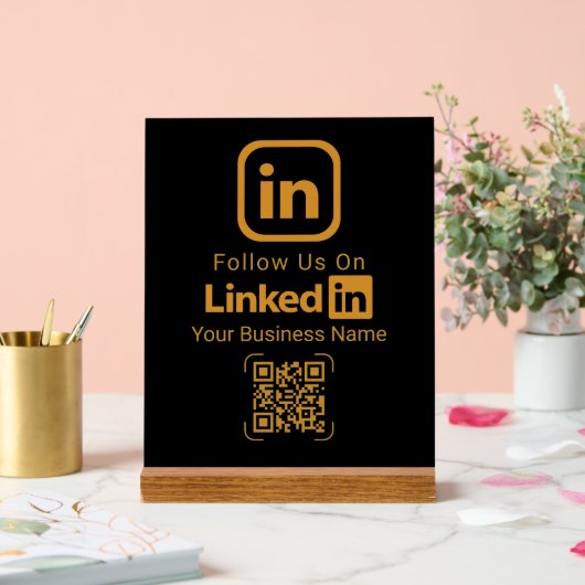 Gold LinkedIn QR Code Business Acryl Bord (Huwelijk)