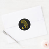 Gold Linr Art Leopard Cheetah Animal  Ronde Sticker (Envelop)