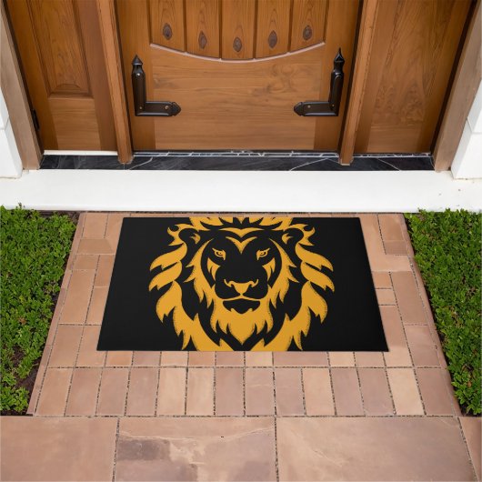 Gold Lion Big Graphic op zwart Deurmat (Buiten)