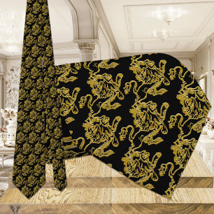 Gold Lion Black Stropdas