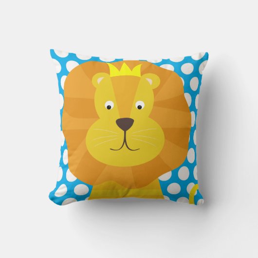 Gold Lion Blue en White Polka Dot Sierkussen (Voorkant)