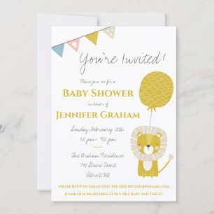 Gold Lion, geneneutrale geslachtsdelen, Baby showe Kaart