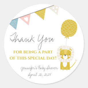 Gold Lion, geneutrale geslachtsdelen, Baby shower Ronde Sticker
