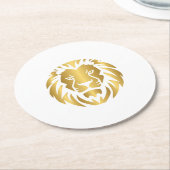 Gold Lion Head Elegant Wildlife Design Ronde Kartonnen Onderzetter (Gebogen)