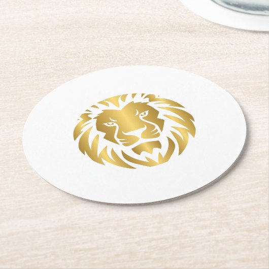 Gold Lion Head Elegant Wildlife Design Ronde Kartonnen Onderzetter (Gebogen)