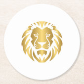 Gold Lion Head Elegant Wildlife Design Ronde Kartonnen Onderzetter (Voorkant)