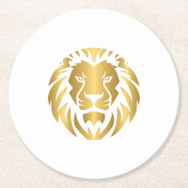 Gold Lion Head Elegant Wildlife Design Ronde Kartonnen Onderzetter