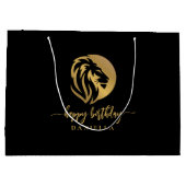 Gold Lion Leo Happy Birthday met naam Groot Cadeauzakje (Achterkant)