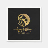 Gold Lion Leo Happy Birthday met naam Servet (Voorkant)