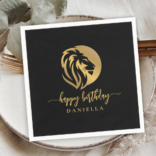 Gold Lion Leo Happy Birthday met naam Servet