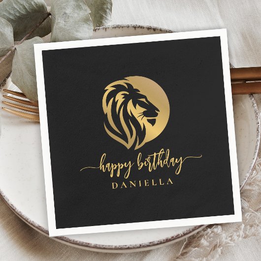 Gold Lion Leo Happy Birthday met naam Servet