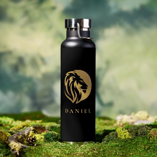Gold Lion-Logo met enige naam Waterfles (Buiten)