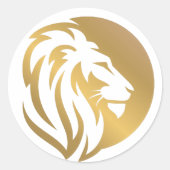 Gold Lion Logo Simple Ronde Sticker (Voorkant)