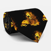 Gold Lion Print op zwarte Mannen Necktie Stropdas (Opgerold)