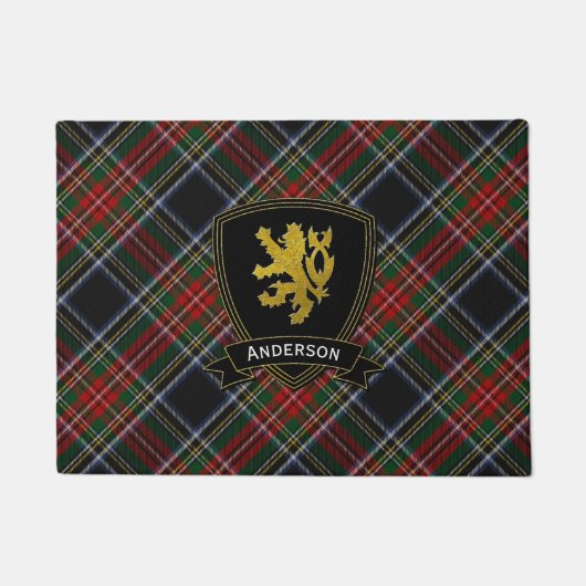 Gold Lion Rampant Tartan Patroon Deurmat (Voorkant)