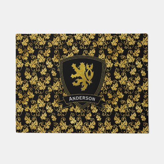 Gold Lion Rampant vult uw kleur aan Deurmat (Voorkant)