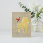 Gold Lion Silhouette Monogram Briefkaart (Staand voorkant)