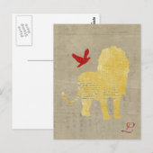Gold Lion Silhouette Monogram Briefkaart (Voorkant / Achterkant)