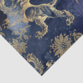 Gold Lions en Flowers op Paarse ontkoppeling Tissuepapier (Detail)