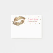 Gold Lip print persoonlijk, Small Post IT Note Pad (Voorkant)