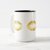Gold Lips #2 Tweekleurige Koffiemok (Voorkant links)