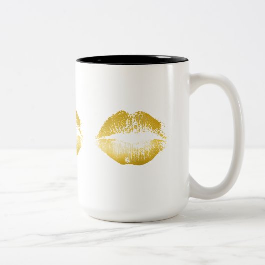 Gold Lips #2 Tweekleurige Koffiemok (Rechts)