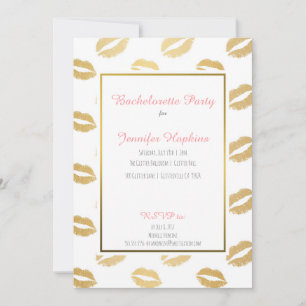 Gold Lips Bachelorette Party Kaart