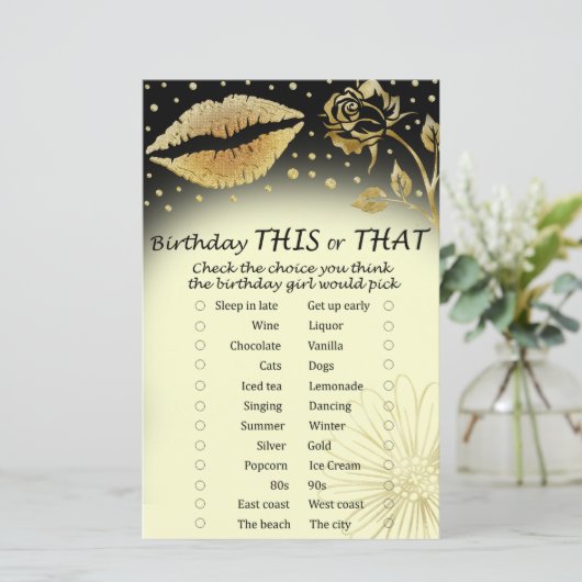 Gold Lips Birthday dit of dat spel (Staand voorkant)