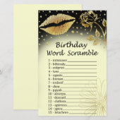 Gold Lips Birthday Word Scramble Game (Voorkant / Achterkant)