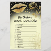Gold Lips Birthday Word Scramble Game (Voorkant)