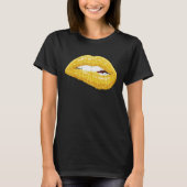 Gold Lips Biting Lipstick Makeup T-shirt (Voorkant)