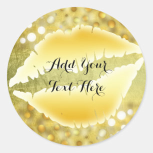 Gold Lips Confetti Glitter Classic Mode Beauty Ronde Sticker