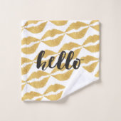 Gold Lips + Hallo Bad Handdoek (Wasdoekje)