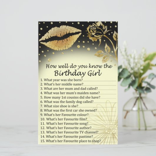 Gold Lips Hoe goed ken je het verjaardagsmeisje? (Staand voorkant)