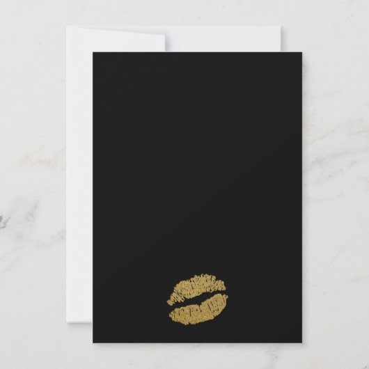 Gold Lips KISS Bachelorette Party Uitnodiging (Achterkant)